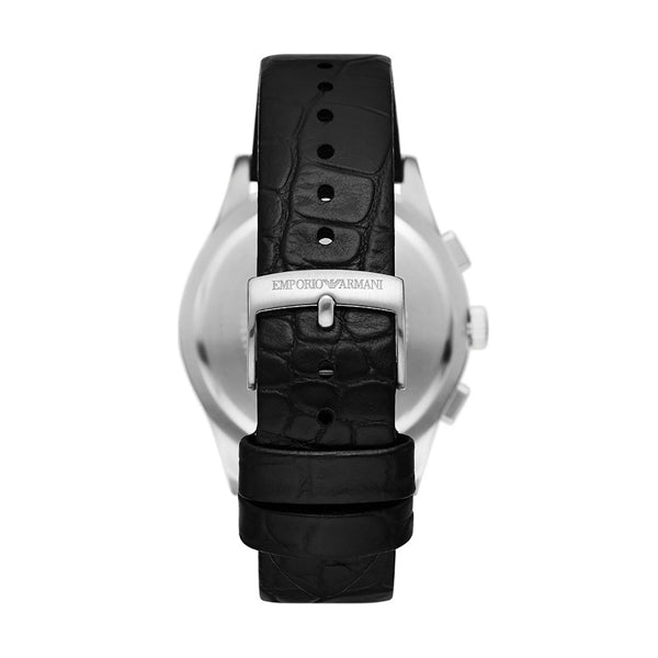 Emporio Armani Black Chronograph Leather Watch
