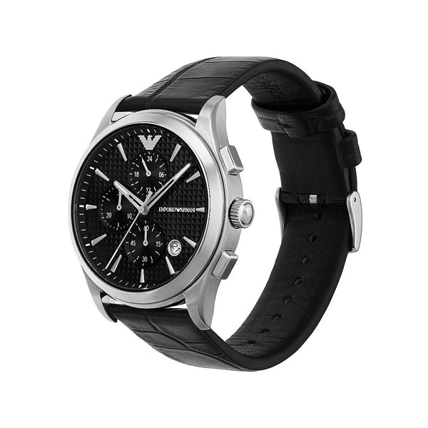 Emporio Armani Black Chronograph Leather Watch