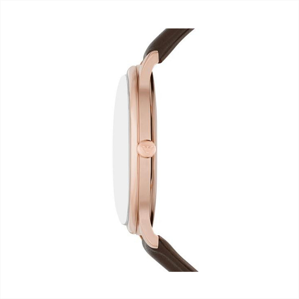 Emporio Armani Rose Gold Leather Watch