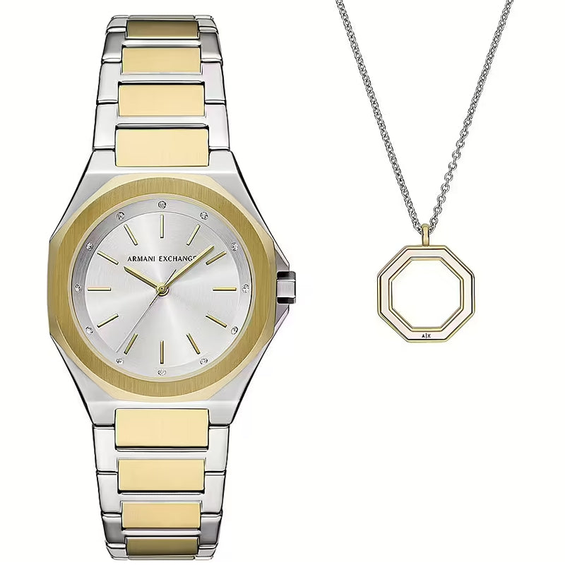 Timeless Two-Tone Elegance with Crystal Accents