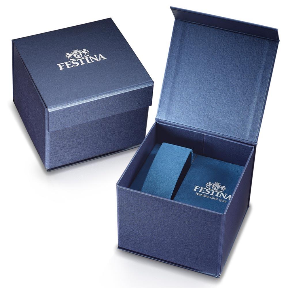 Festina Silver Chronograph Watch with Blue Dial