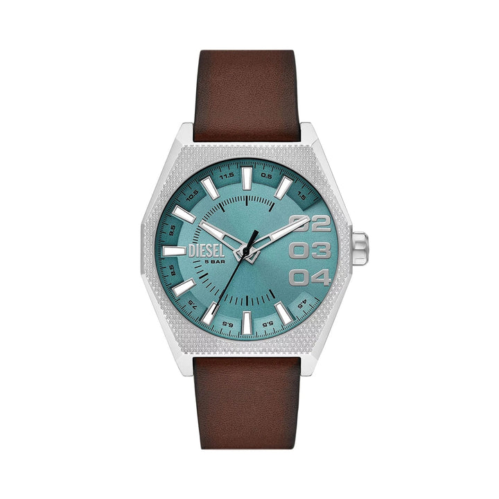 Bold Precision in Silver and Brown Leather