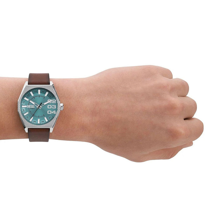 Bold Precision in Silver and Brown Leather
