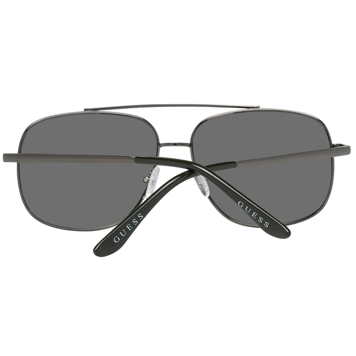 Unisex gunmetal aviator sunglasses with double bridge, adjustable nose pads, and mirrored lenses on white background