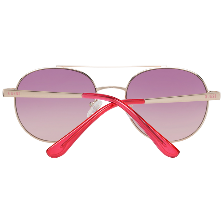 Gold metal aviator sunglasses with pink gradient lenses and double bridge on white background