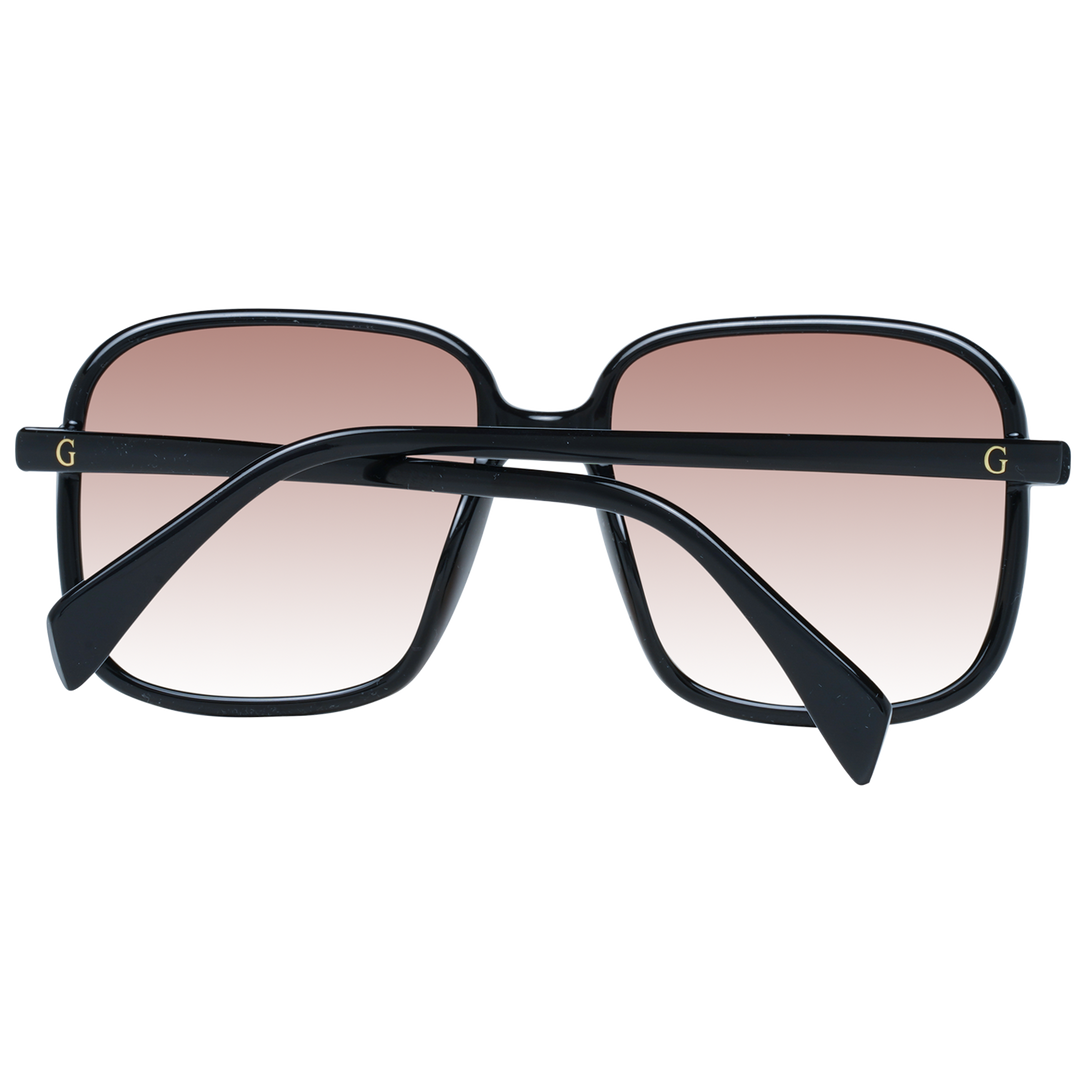 Black square sunglasses with brown gradient lenses, thin arms and gold &