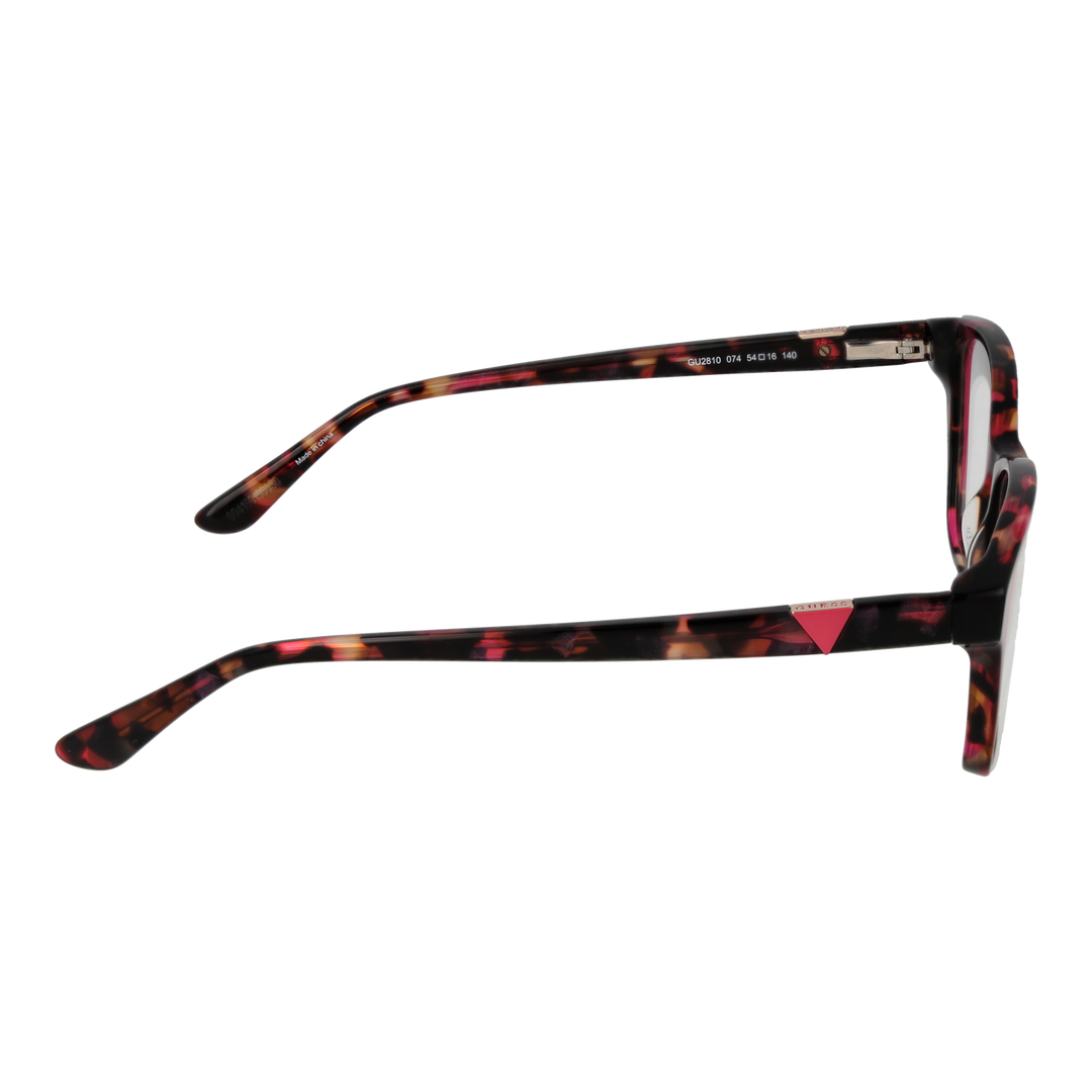 Tortoise shell rectangular eyeglasses for Women in plastic full-rim with pink temple accents and triangle detail