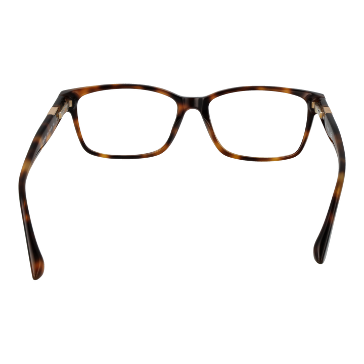 Tortoise brown full-rim rectangular eyeglasses in plastic with metal logo on temples, Unisex style