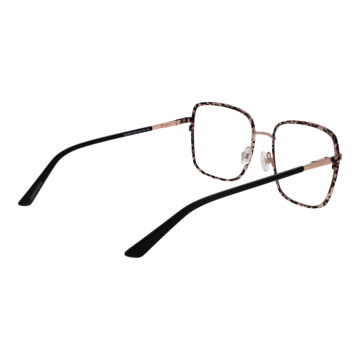 Pink-and-black patterned metal square eyeglasses for Women with adjustable nose pads and sleek temples