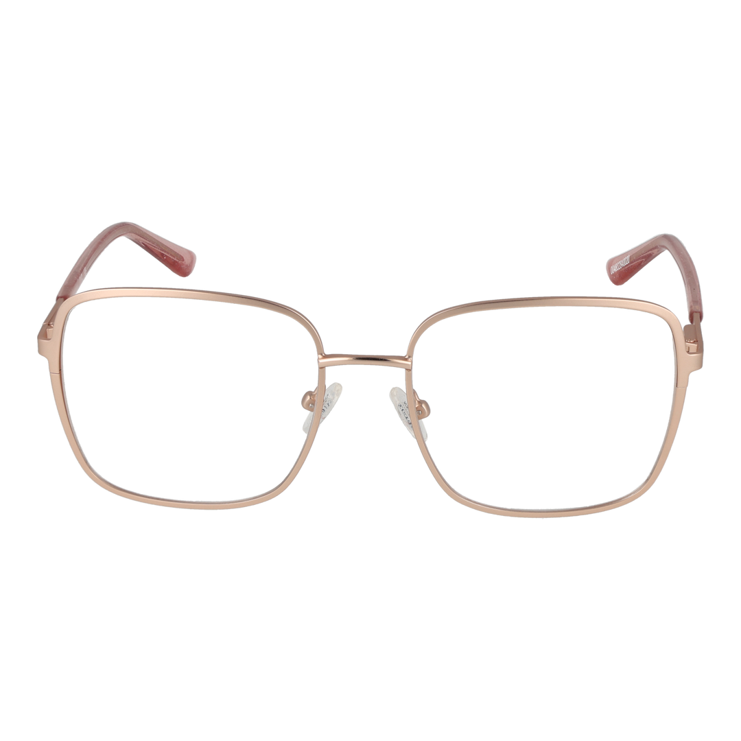 Rose gold thin metal square eyeglasses for Women with adjustable nose pads and slim temples