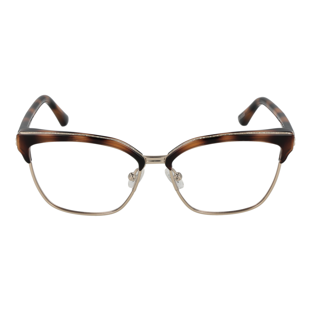Tortoiseshell cat-eye eyeglasses for Women in brown and gold metal-plastic frame, angled view