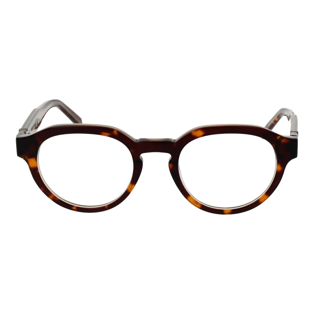 Unisex tortoiseshell round eyeglasses in plastic with metal &