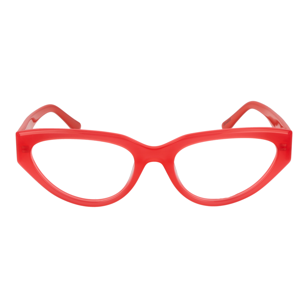 Red plastic cat-eye eyeglasses for Women with clear lenses and logo-emblazoned temples