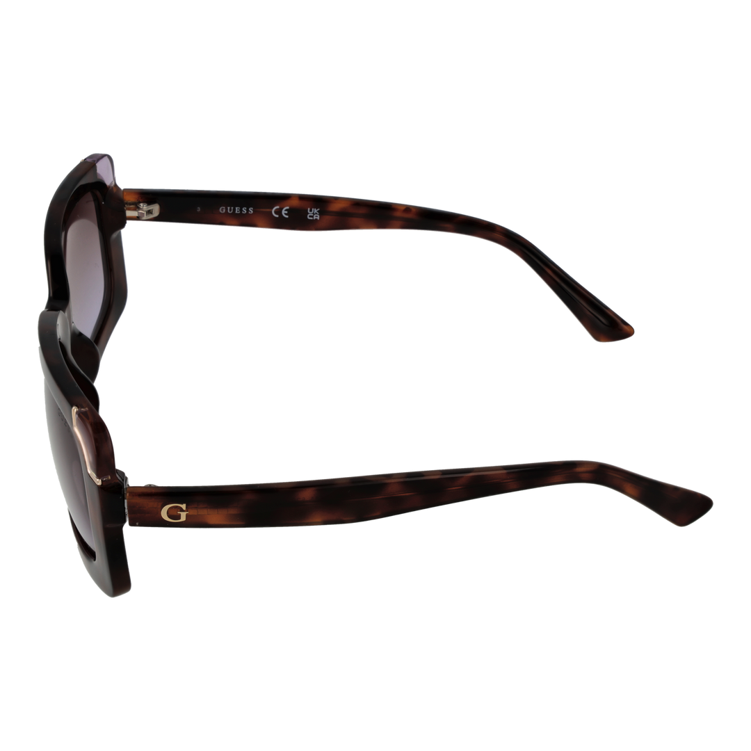 Tortoise brown oversized square sunglasses with gradient lenses and gold corner accents, signature G on temples
