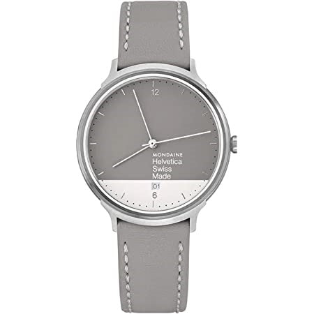 Mondaine Helvetica Gray Leather Watch