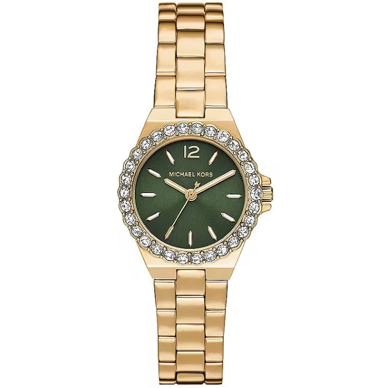 Michael Kors Gold-Tone Green Crystal Watch
