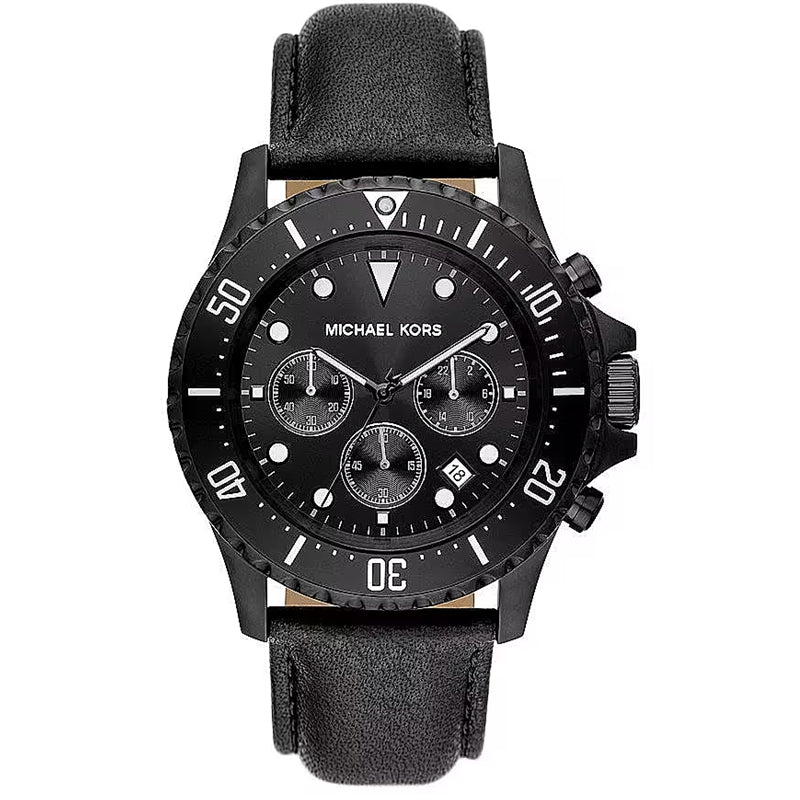 Michael Kors Black Chronograph Leather Watch