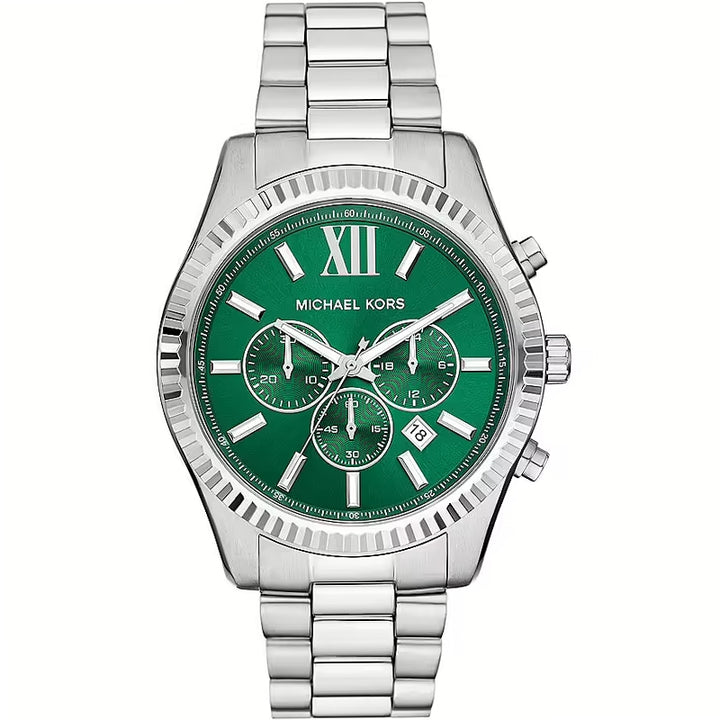 Michael Kors Silver Chronograph Watch, Green Dial