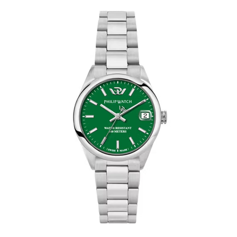 Philip Watch Silver-Green Swiss Analog Timepiece