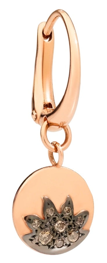 Rose gold charm pendant with crystal pavé, hinged clasp, and polished high-shine finish on white background