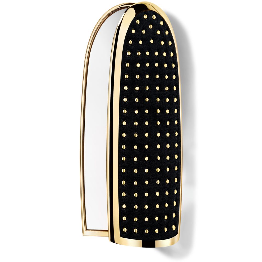 Refillable camel velvet lipstick in gilded compact with hidden double mirror, Unisex