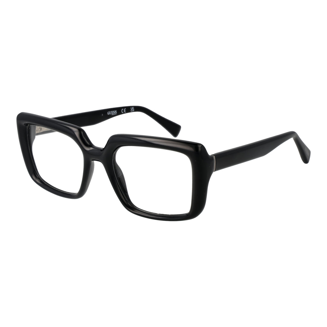 Unisex bold black rectangular full-rim eyeglasses in thick plastic frame, modern angular silhouette