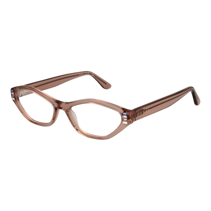 Brown plastic cat‑eye eyeglasses for Women with decorative colored stones on outer corners
