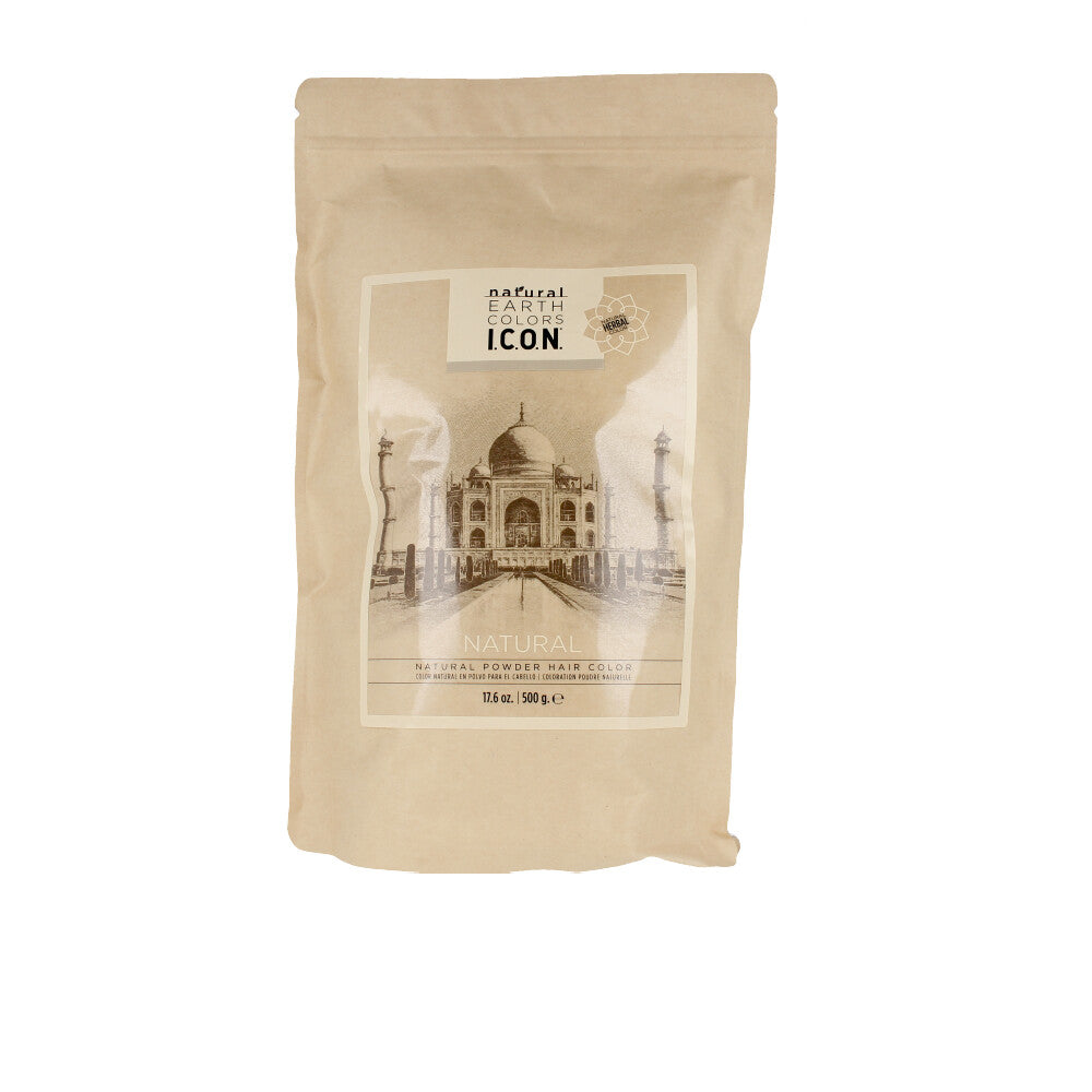 500 g tub of natural herbal powder hair colour, light brown shade packaging
