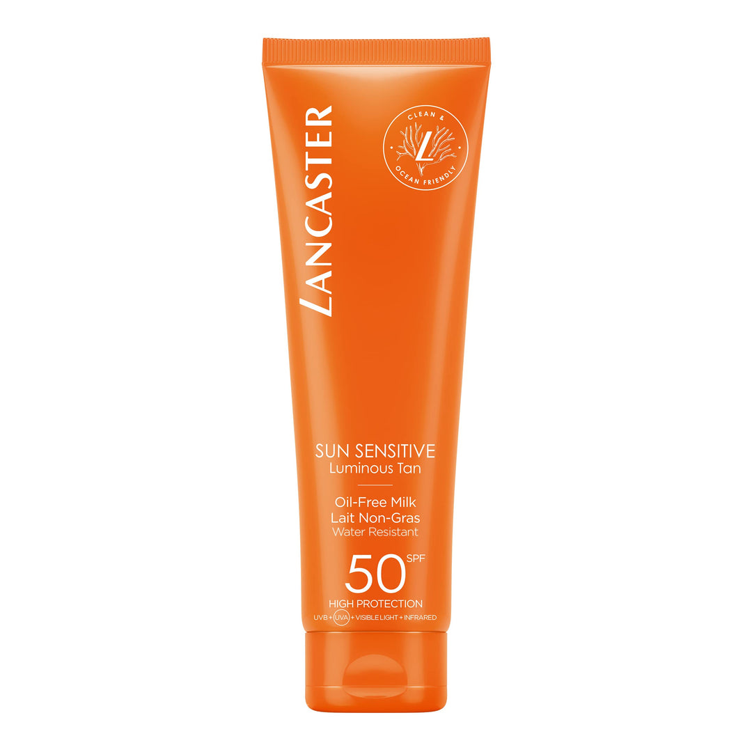 Lancaster Sun Sensitive Sunscreen: 150 ml lightweight SPF 50 protective sunscreen milk for women and men sensitive skin