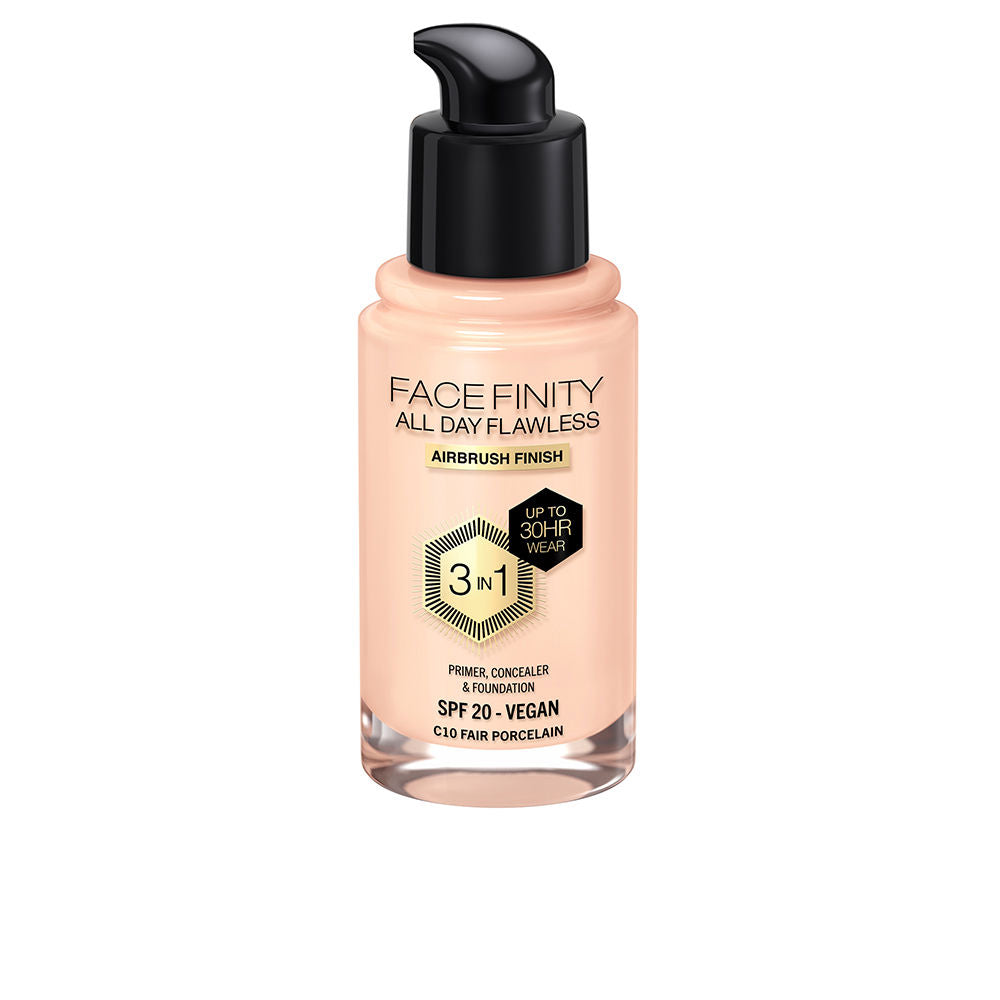 30 ml matte 3‑in‑1 liquid foundation in light ivory pump bottle