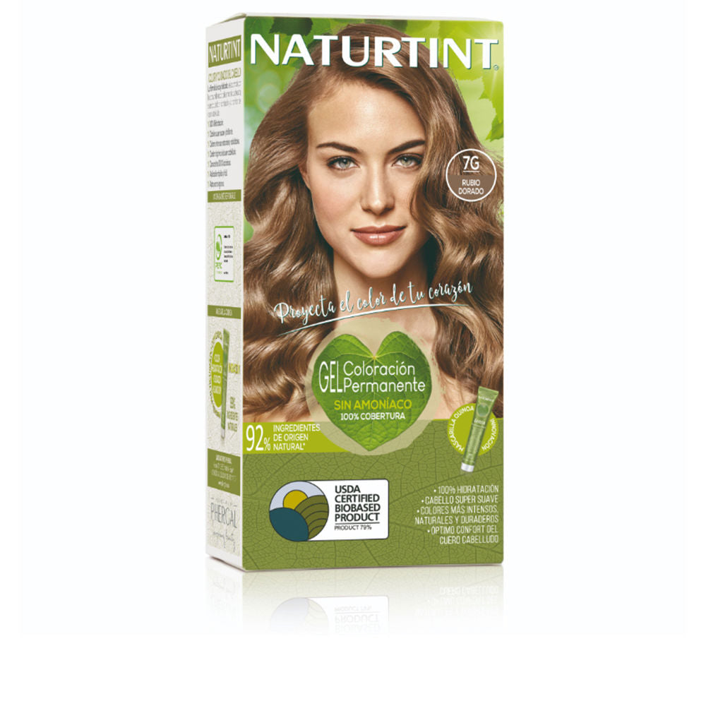 Tube and developer of 7G golden blonde gel hair colour with quinoa mask, 170 ml