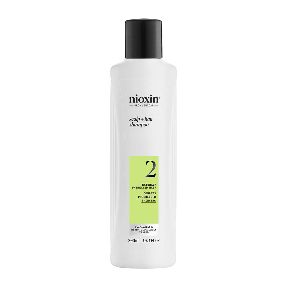 300 ml clear bottle of System 2 hydrating scalp shampoo with peppermint