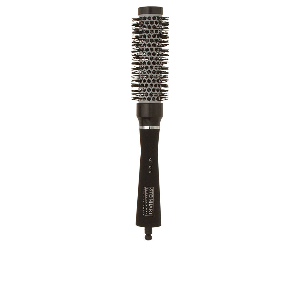 Ceramic ionic round hair brush with black handle, nine barrel sizes, European plug