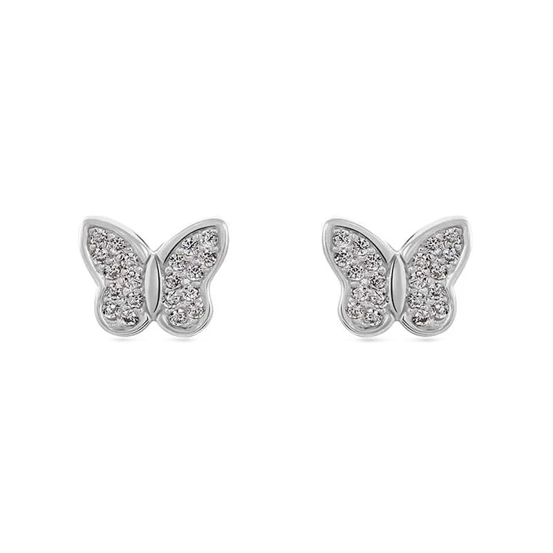 Stroili Silver Butterfly Earrings: stud earrings with embedded sparkling stones
