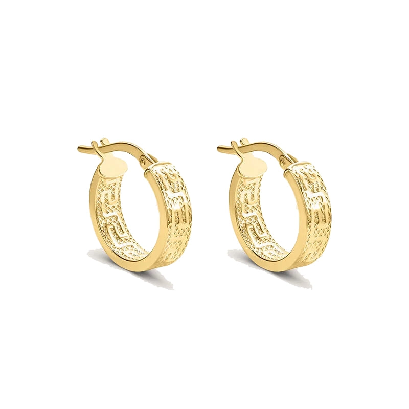 Stroili Textured Gold Hoop Earrings: pair of gold-toned textured hoop earrings with hinged clasps