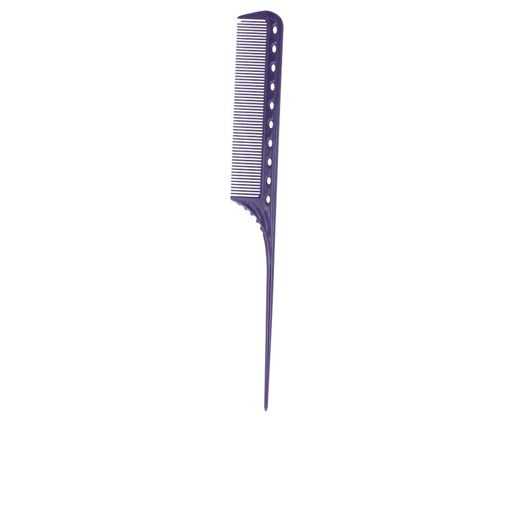 Slim purple 216 mm flexible long‑tooth salon comb, plastic construction